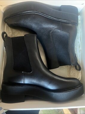 Lauren Ralph Lauren Black Adrianna Burnished Calf Platform Booties